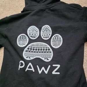 PAWZ Black Hoodie with White Paw Print
